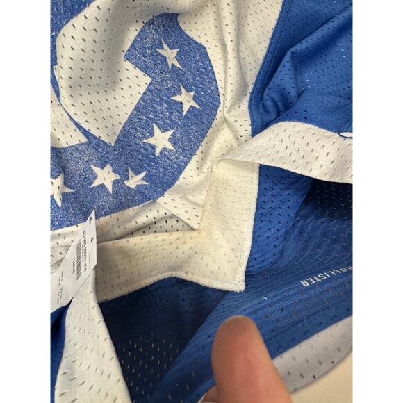 NWT Hollister Baggy Crop Fit Jersey Top #25 Red White Blue Patriotic Football Lg - Picture 2 of 6